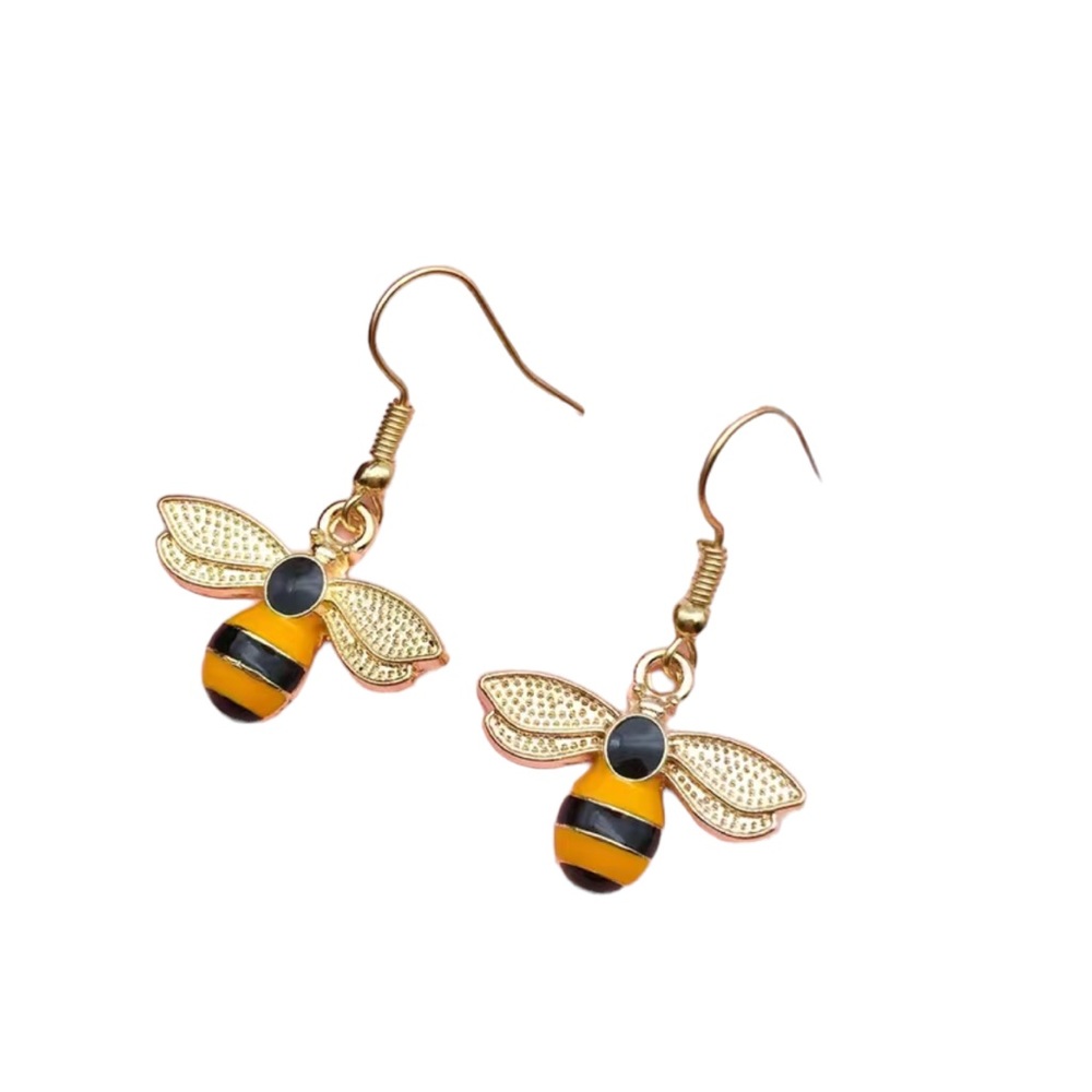 Gold Bumblebee Drop Style Earrings
